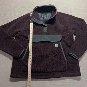 Carhartt Women's fleece pullover w/ front pocket, L, Dark Burgundy, Great cond.